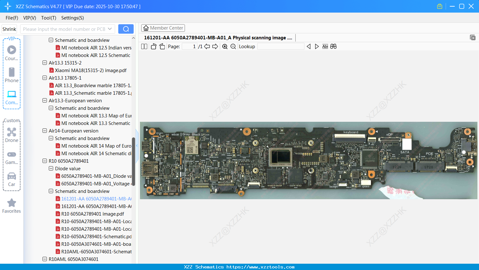 Laptop Xiaomi 161201-AA 6050A2789401-MB-A01_A Physical Scanning Image